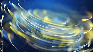 3D Abstract blue and yellow particles vortex design. Digital light glow particle tornado background. Seamless looping animation.