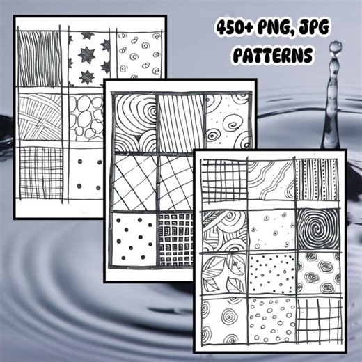 450 Zentangle Patterns | Quick Preview | Printable Drawing Pack