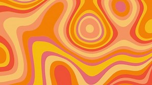 Retro, orange, wavy, liquid, psychedelic, groovy, hippie, flat, abstract, looping background in 70s retro style.