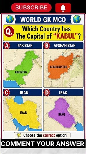WHICH COUNTRY HAS THE CAPITAL OF "KABUL" ? #shorts