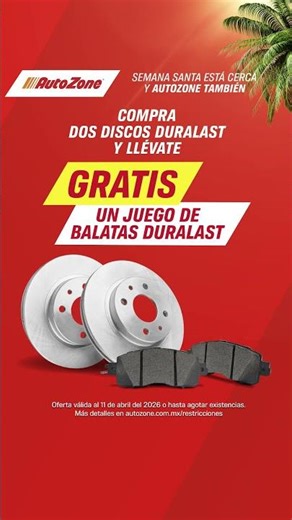 ¿Cambio de frenos? Compra dos discos Duralast y llévate un juego de balatas Duralast GRATIS