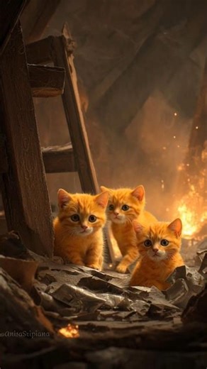 Mother Cat Saves Her Kittens from Fire🐱#aishorts #cat #kittenrescue