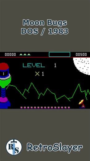 Blast alien swarms in Moon Bugs for DOS. Classic arcade vibes, frantic shooter action, retro sound beeps. #MoonBugs #DOSGaming #RetroGames | Retro Slayer