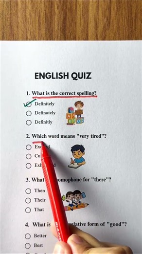 English Quiz Challenge 🧠 | Test Your English Vocabulary & Grammar | Can You Score 3/3? #shorts