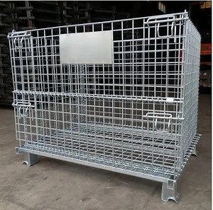 [Hot Item] Mesh Wire Storage Cage Foldable Stackable Container Roll Pallets