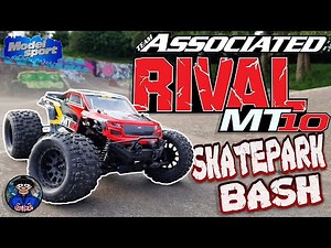 Unleashing The Power Of The Team Associated Rival Mt10 4wd Rc Car At The Skatepark.