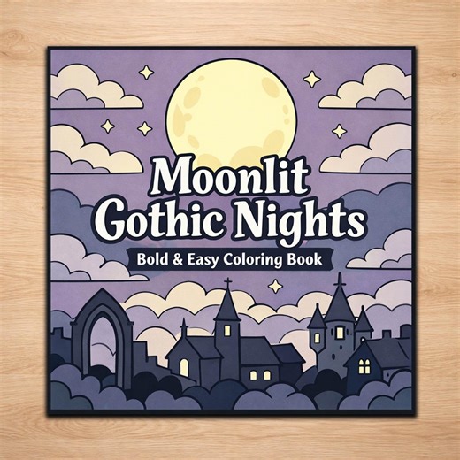 Moonlit Gothic Nights Coloring Pages – 20 Dark & Cozy Moonlit Line Art Designs - Etsy