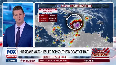 Tropical Storm Melissa forecast to become hurricane while delivering flooding rain to Jamaica, Haiti