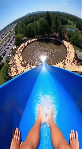 Waterslide into pool full of poop Crazy splash reaction #funny #fail #viral