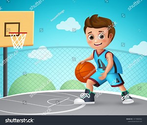 Kid Playing Basketball Vector Character Young Stock Vector (Royalty Free) 1417806962 | Shutterstock