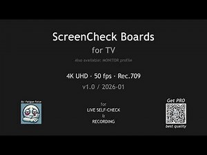 ScreenCheck Boards (TV) - 4K Test Patterns | Dead Pixel • Uniformity • Near-Black