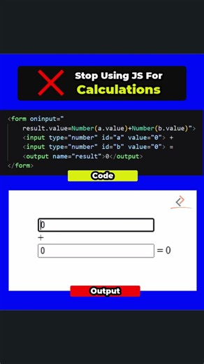 HTML Calculator Without JavaScript 😱 | Can HTML Calculate? #webdev #frontend #shorts