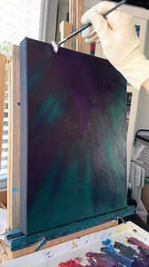 Changed things up adding this road. Hope you like it 😘#oilpainting #aurora #northernlights #auroraborealis | Rivka Wilkins Art