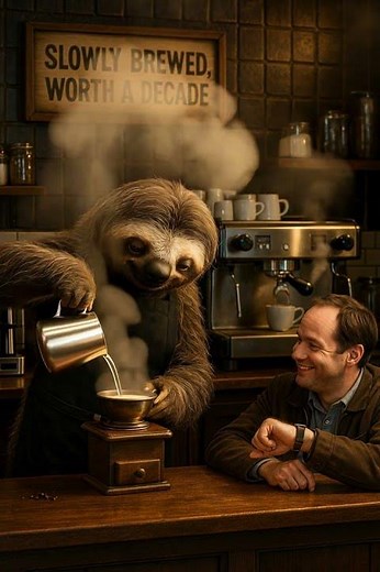 Sloth Barista at the Café ☕🦥 Funny Coffee Animation