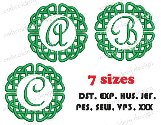 Celtic Knot Monogram Embroidery Font: Full Letter Set (instant Download) - Etsy