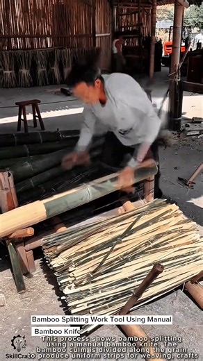 Bamboo Splitting Work Tool Using Manual Bamboo Knife #worktool