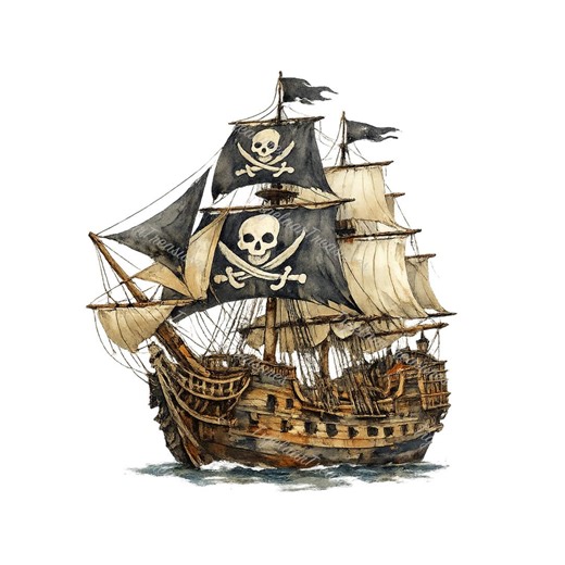 20 Pirates Clipart – Adventurous Watercolor Treasures, Png Files for Scrapbooking, Invitations and Nautical Decor, Transparent Background - Etsy