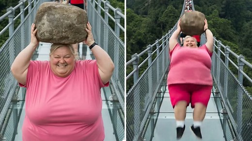 AI Lady With Rock Breaking Glass Bridge | Know Your Meme