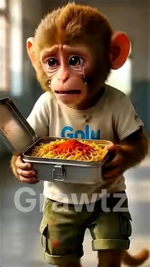 Cute Baby Monkey Opening Lunch Box in Class 🐒🍜 | Funny Monkey School Video.