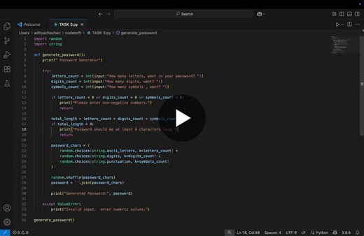 #codsoft #python #internship #passwordgenerator | Anurag Chauhan