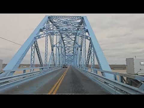 Brookport,KY One of a kind metal mesh "see thru" bridge over the Ohio River
