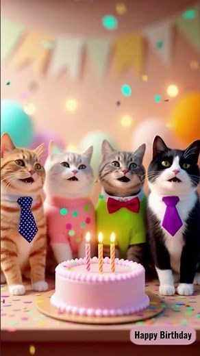 Cute Cats Sing Happy Birthday