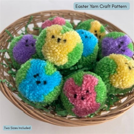 Peep Bunny Pom Pom Pattern | Easy No-sew Easter Yarn Craft (PDF   Video Tutorial) - Etsy