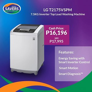The LG 7.5KG Inverter Top Load Washing Machine offers superior performance, higher durability, and less power consumption. It gives the right washing for every fabric with Smart Motion and conveniently identifies mechanical issues using Smart Diagnosis. Purchase one in cash and get a discount at #SaversAppliances! | Savers Appliances