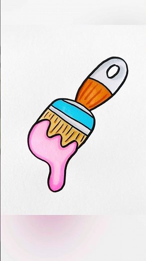 How to draw a paintbrush | easy drawing for kids #simple #stepbystep #artforkids #kidsvideo #diy