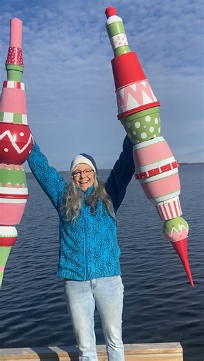 19 reactions | Oversized Holiday Finials! A fun way to add seasonal decor to your small business or Downtown streetscape. Made from repurposed flower pots and found items. #DowntownDIY #affordable #placemaking | Your Town Rising | Facebook