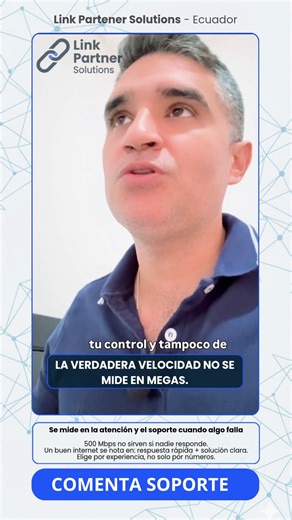 𝐋𝐚 𝐯𝐞𝐫𝐝𝐚𝐝𝐞𝐫𝐚 𝐯𝐞𝐥𝐨𝐜𝐢𝐝𝐚𝐝 𝐝𝐞𝐥 𝐢𝐧𝐭𝐞𝐫𝐧𝐞𝐭 𝐧𝐨 𝐬𝐨𝐥𝐨 𝐬𝐞 𝐦𝐢𝐝𝐞 𝐞𝐧 𝐦𝐞𝐠𝐚𝐬… se mide en la atención y el soporte cuando algo falla. Porque ¿de qué sirve “500 Mbps” si: ❌ nadie contesta, ❌ te hacen esperar días, ❌ o te dejan con un bot sin solución? En Link Partner Solutions te ayudamos a elegir un plan pensando en lo que realmente importa: ✅ respuesta rápida ✅ soporte humano ✅ solución clara (sin enredos) 💬 Comenta SOPORTE y te recomiendo 2 opciones para tu ho