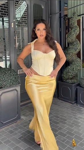 🌼 Golden Glow Fashion ✨ | Yellow Corset Top & Satin Maxi Skirt 🌟 | Elegant Chic OOTD 2025 #fashion