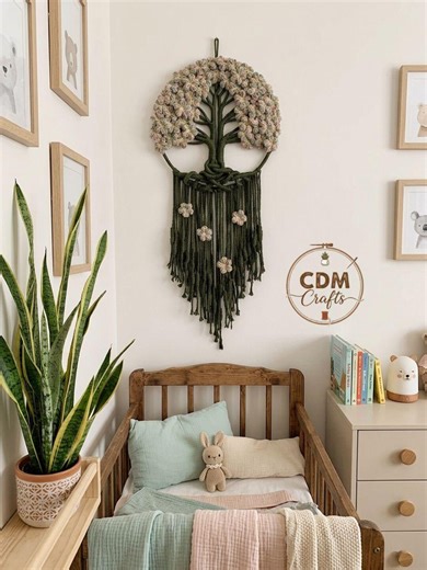 Large Macrame Tree of Life Wall Hanging - Boho Nursery Decor, Fiber Art Wall Decor, Tree of Life Dreamcatcher - Etsy