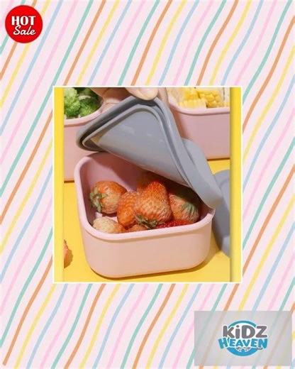 Purple 3-Piece Stackable Silicone Food Storage Container Set - Microwave Safe Lunch Boxes (300/70...