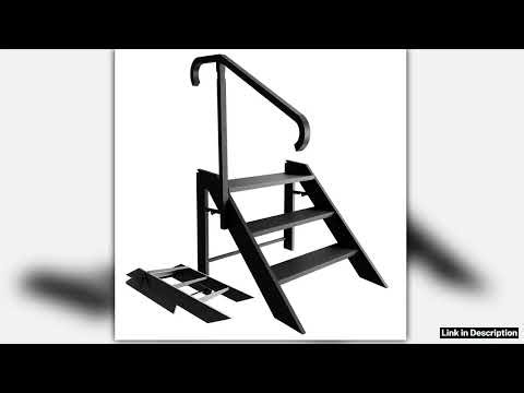 Step Stool Foldable Step Ladder 3 Step Folding RV Steps with Height Adjustable Handrail and Non Sli