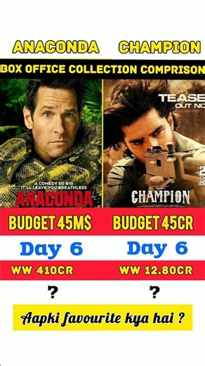 Champion Vs Anaconda day 6 🔥🤯 Box Office Collection Comparison💥😱 #viral #shorts #ytshorts #movie