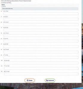 Write out the following math problems in French. Follow the mod... | Filo