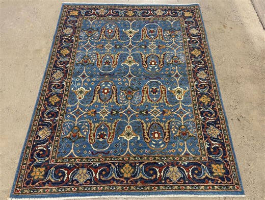 Hand Knotted Afghan Bidjar Rug: 5x7 Blue Wool Oriental Rug - Etsy
