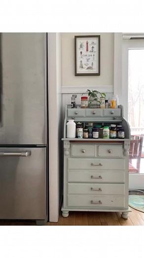 This vintage roll top desk was ready for a makeover! I decided to refresh it with a fresh coat of paint. See how it looks now! #vintagefurniture #vintagestyle #shackteauinteriors #diyprojects #homestyling | Shackteau Interiors