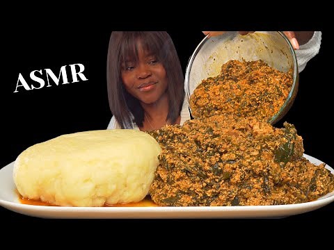 ASMR FUFU & EGUSI SOUP MUKBANG |No meat| Nigerian food (NoTalking) Soft Eating Sounds| Vikky ASMR