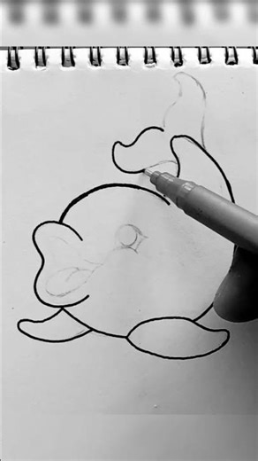 How to draw a cute dolphin 🐬 🌊 step-by-step for kids tutorial videos-2026 #dolphin #shorts #art