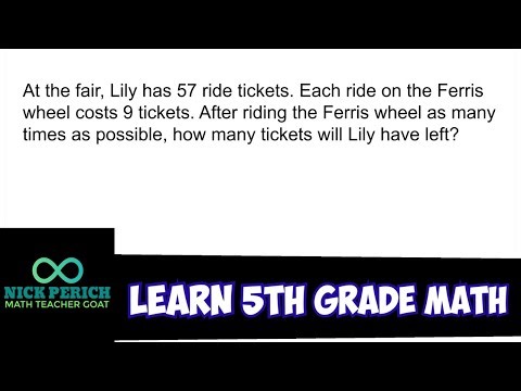Learn 5th Grade Math - Long Division Word Problem with Remainders (57 ÷ 9)