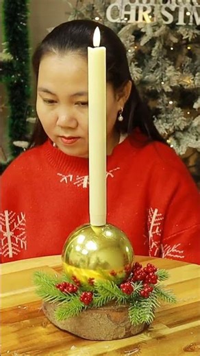 DIY ornament candle holder #diy #cristmasdecor #christmas #christmascrafts #decoration