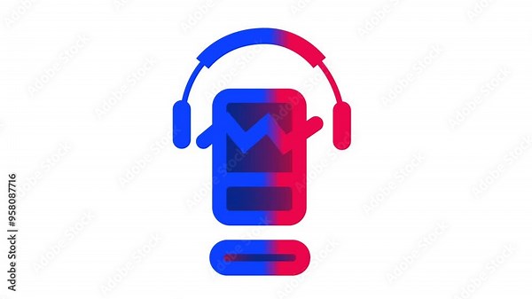 Microphone icon animation in a transparent background. Alpha channel. Seamless looping. Suitable for podcast, broadcast and karaoke element video content
