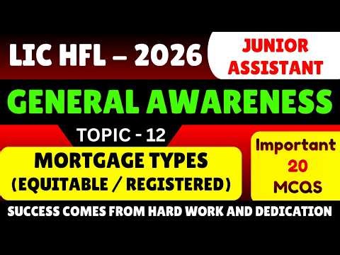 Mortgage Types MCQS | LIC HFL Junior Assistant Recuitment 2026 | LIC HFL GK PDF Book 2026 | LIC HFL
