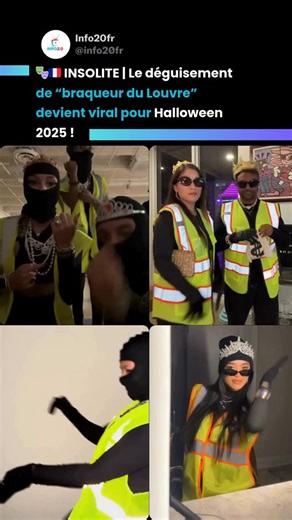 Info20fr | 🎭🇫🇷 INSOLITE | Le déguisement de “braqueur du Louvre” devient viral pour Halloween 2025 ! À l’image de La Casa de Papel en 2018, des... | Instagram