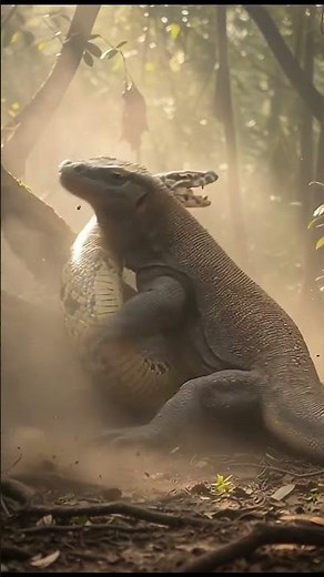 Komodo Dragon vs Giant Python – The Battle of Titans #shorts #youtubeshorts #animation #ai