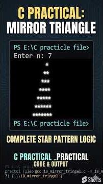 Mirror Triangle Pattern in C 🔥 | Easy Logic Explained 😎 #shorts