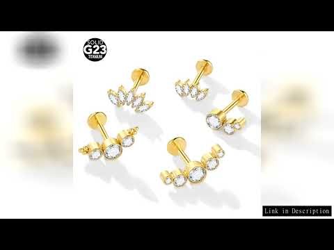 1PC Labret Piercing Titanium Gold Color Conch Helix Piercing Stud Earring Cubic Zircon Lip Studs Rin