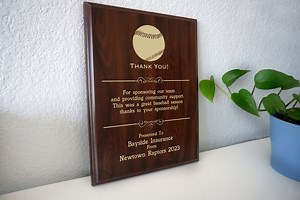 Baseball Sponsor Thank You Gift | Sponsorship Award Plaque From the Team | Personalized Thanks for Youth, Little Business Community Support - Etsy